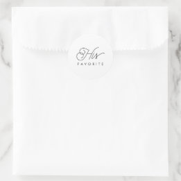 His Favourite Wedding Favour Modern Calligraphy Classic Round Sticker