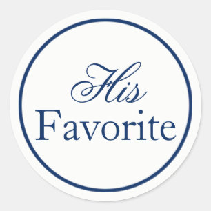 "His Favourite" Wedding Favour Sticker - Navy