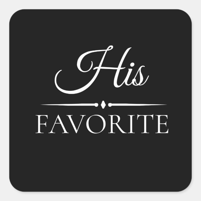 "His Favourite" Wedding Favour Treat Square Sticker (Front)