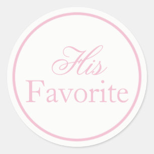 "His Favourite" Wedding Sticker Blush Pink