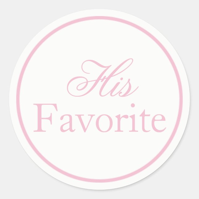 "His Favourite" Wedding Sticker Blush Pink (Front)