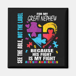 His Fight Blue Great Nephew Autism Awareness Aunt  Magnet