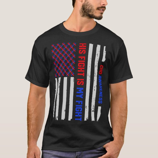 His Fight - Congenital Heart Disease CHD Awareness T-Shirt (Front)