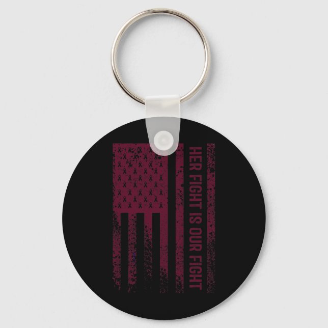 His Fight Is My Fight Brain Aneurysm Awareness 2 Keychain (Front)
