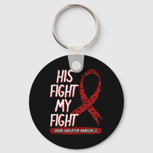 His Fight Is My Fight Brain Aneurysm Awareness Fig Keychain