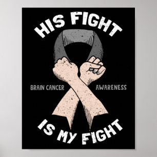 His Fight Is My Fight Brain Tumour Grey Ribbon Poster
