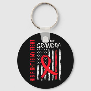 His Fight Is My Fight Grandpa Heart Disease Awaren Keychain