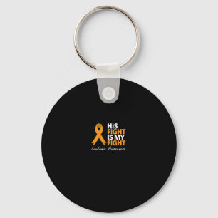 His Fight Is My Fight Leukaemia Orange Ribbon Love Keychain