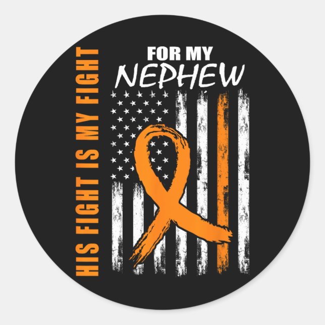 His Fight Is My Fight Nephew Leukaemia Awareness F Classic Round Sticker (Front)