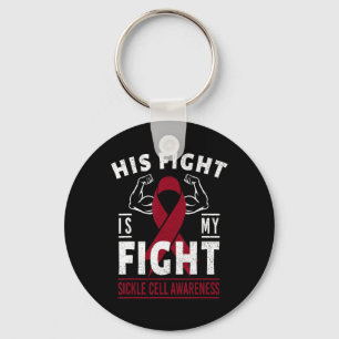 His Fight Is My Fight Sickle Cell Awareness Ribbon Keychain