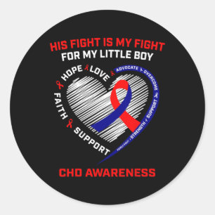His Fight Little Boy Son Chd Awareness Heart Disea Classic Round Sticker