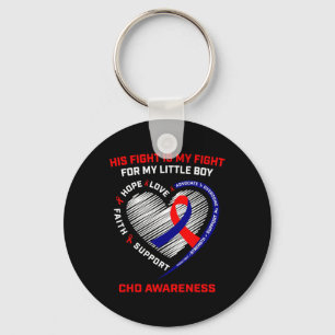 His Fight Little Boy Son Chd Awareness Heart Disea Keychain