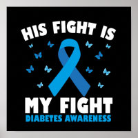 His Fight My Fight Diabetes Awareness T1D Ribbon