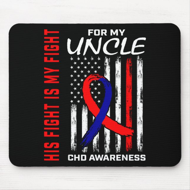 His Fight Uncle Chd Awareness American Flag Graphi Mouse Pad (Front)