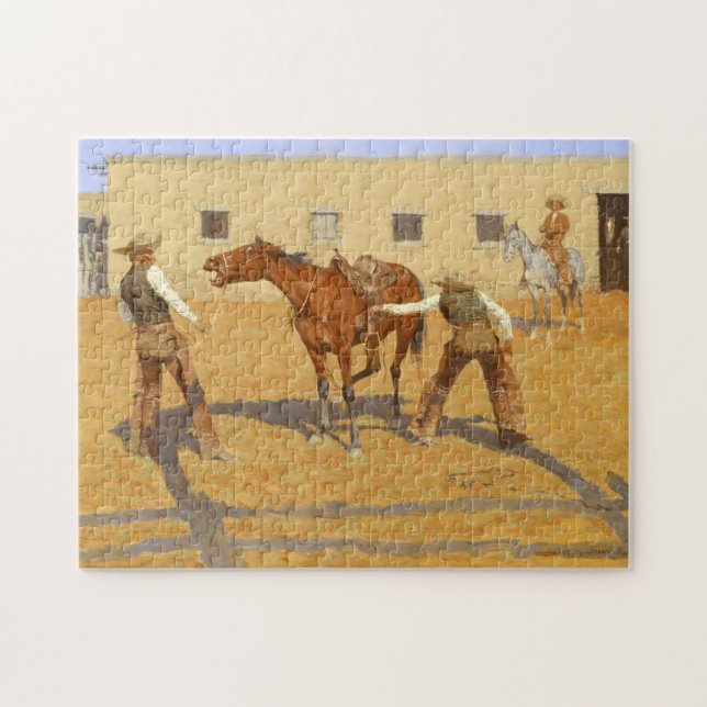 His First Lesson 1903 by Frederic Remington Jigsaw Puzzle (Horizontal)