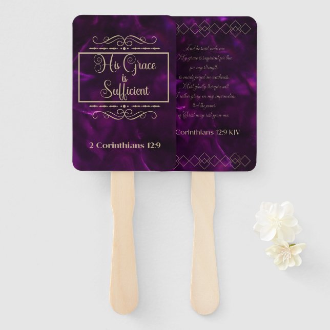 His Grace (deep purple) Hand Fan (Front and Back)