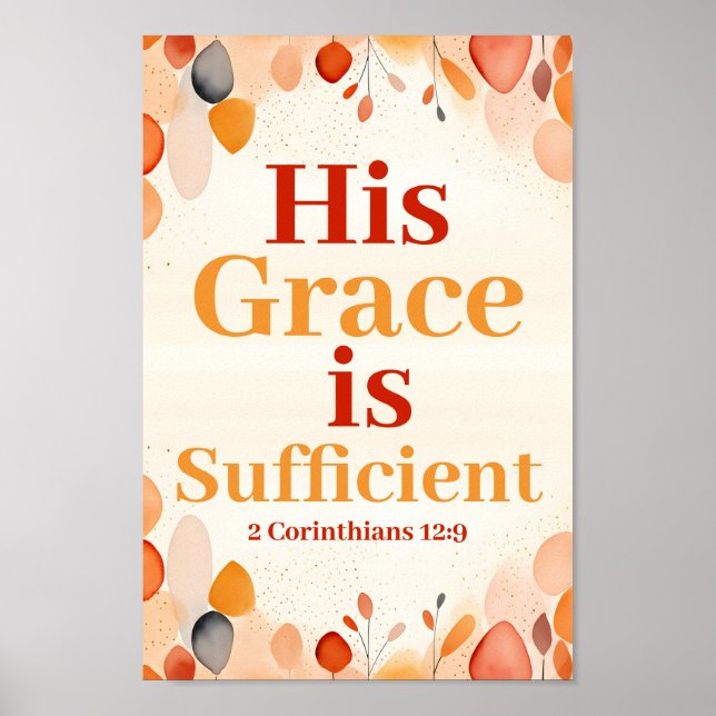 His grace is sufficient Boho Christian Wall Art (Front)