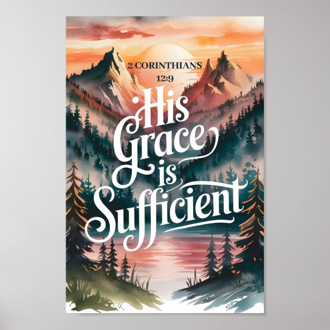 His Grace Is Sufficient – Christian Wall Art (Front)