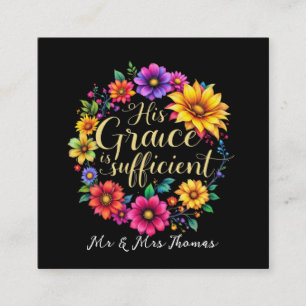 His Grace Is Sufficient Inspiring Bible Verse  Square Business Card
