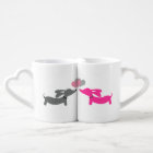 His & Her Dachshund Heart Mug Set Love