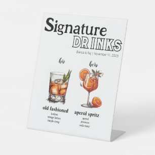 His & Her Drink Menu  Pedestal Sign