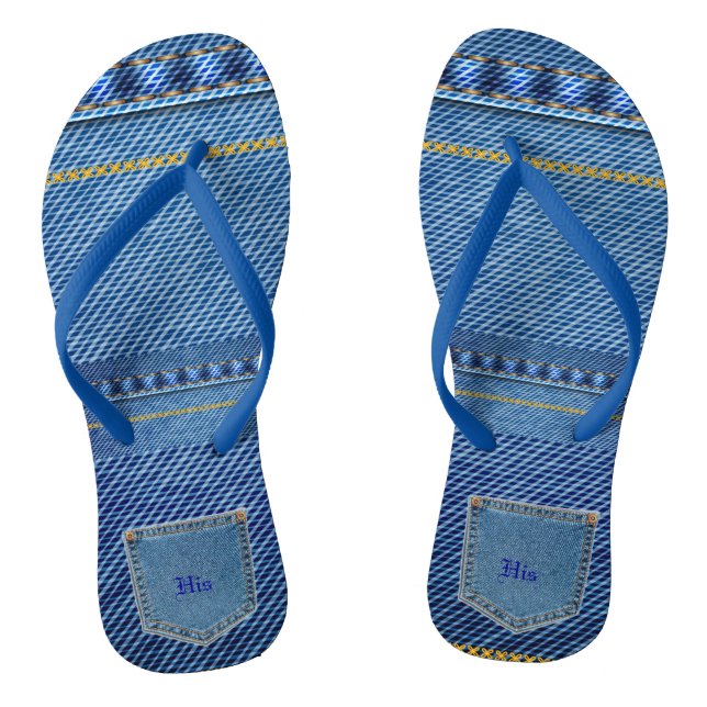 His / Her - Jean Look Flip Flops (Footbed)