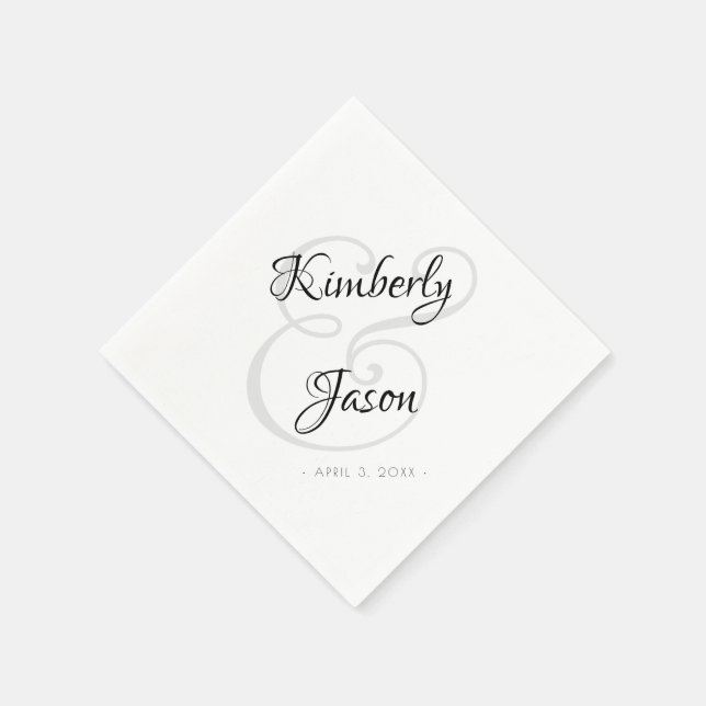 His & Her Names, Script Lettering, Vs 2 Wedding Napkin (Corner)