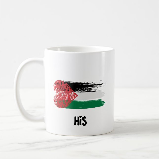 His & Her Palestinian Flag Mug – Distressed Design (Left)