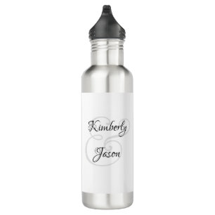 His & Her Script Names, Black & Grey 710 Ml Water Bottle