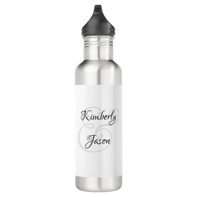 His & Her Script Names, Black & Grey 710 Ml Water Bottle (Right)
