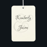 His & Her Script Names, Black & Grey Air Freshener<br><div class="desc">His and her names in beautiful black and grey script lettering for an elegant design on white background.</div>
