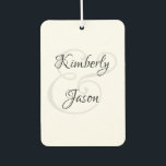 His & Her Script Names, Black & Grey Air Freshener<br><div class="desc">His and her names in beautiful black and grey script lettering for an elegant design on white background.</div>