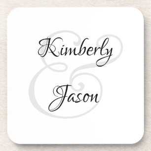 His & Her Script Names, Black & Grey Coaster
