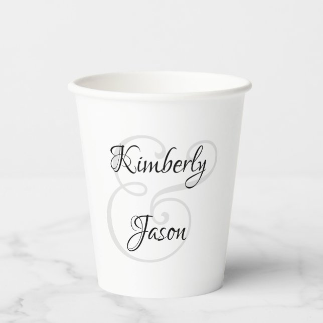 His & Her Script Names, Black & Grey Paper Cups (Front)