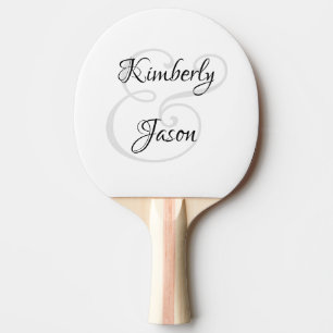 His & Her Script Names, Black & Grey Ping Pong Paddle