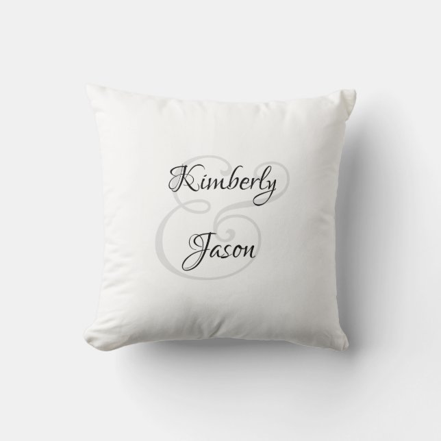 His & Her Script Names, Black & Grey Throw Pillow (Front)