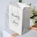 His & Her Script Names & Date, Black & Grey Medium Gift Bag<br><div class="desc">His and her names in beautiful black and grey script lettering for an elegant design on white background with black date.</div>