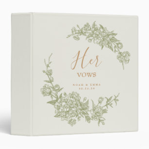 His & Her Wedding Vow Book Elegant Couple Keepsake Binder