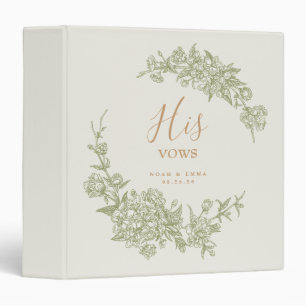 His & Her Wedding Vow Book Elegant Couple Keepsake Binder