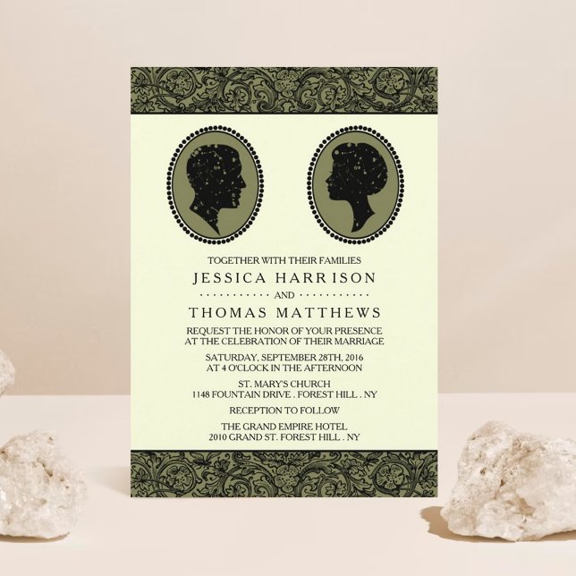 His & Hers Art Deco Silhouette Wedding Collection Invitation (Creator Uploaded)