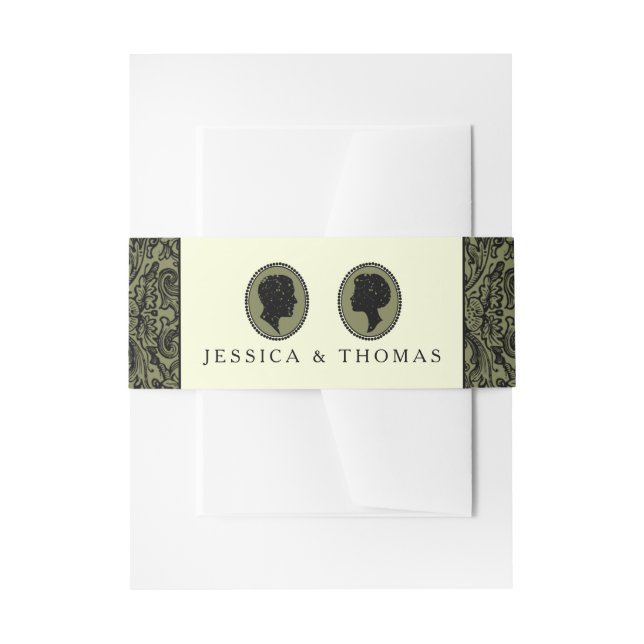 His & Hers Art Deco Silhouette Wedding Collection Invitation Belly Band (Front Example)