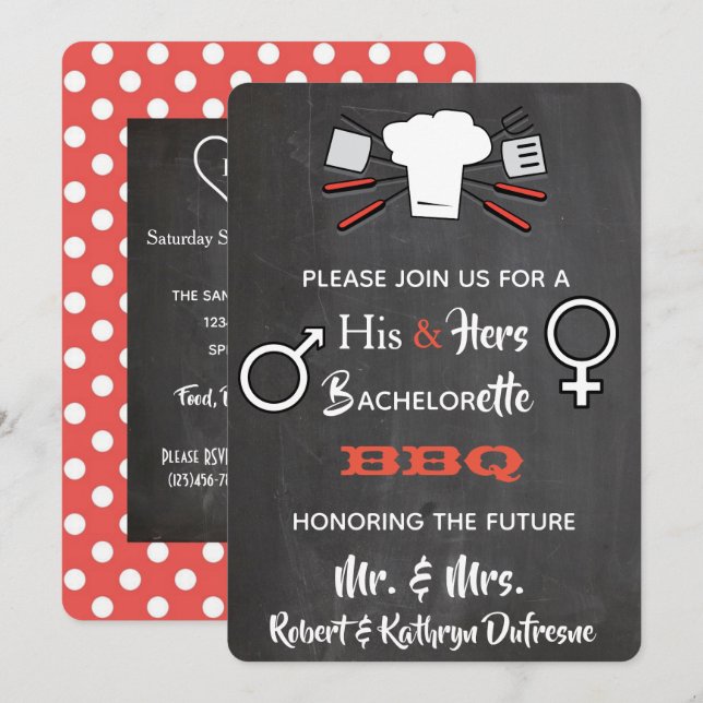 His & Hers Bachelor/Bachelorette BBQ Invitation (Front/Back)