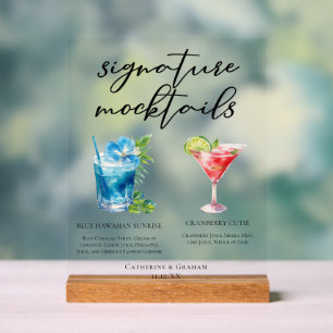 His Hers Beach Wedding Signature Mocktails Acrylic Sign
