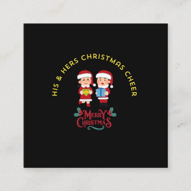 HIS & HERS CHRISTMAS CHEER SQUARE BUSINESS CARD (Front)