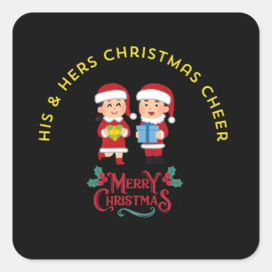 His & Hers Christmas Cheer Square Sticker