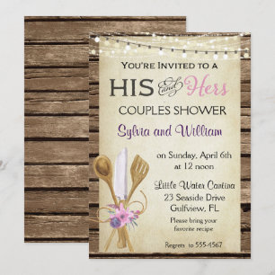 His & Hers Couples Rustic Bridal Shower Invitation
