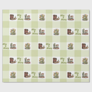 His & Hers Cowboy & Cowgirl Boots Wrapping Paper