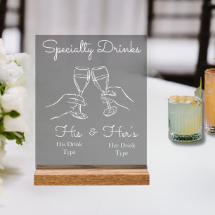 His & Hers Drinks - Special Wedding Drink Bar Sign