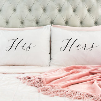 His, Hers Elegant Romantic Script Pillowcase