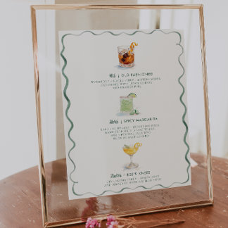 His Hers Theirs | Watercolor Signature Cocktail Poster